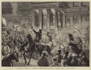 Torchlight Procession of Students at Berlin congratulating the Imperial Prince on his Recovery 